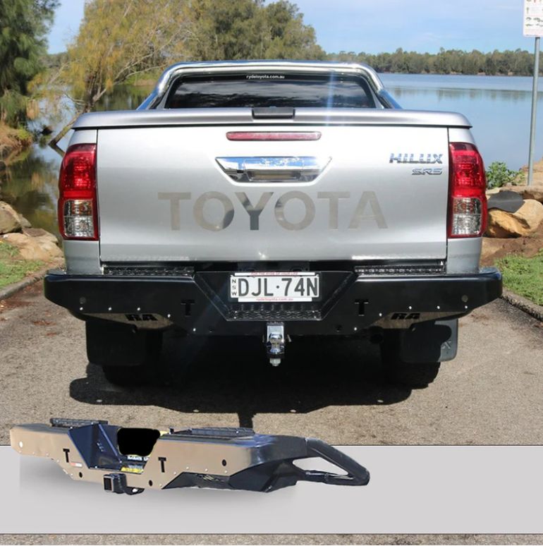 ROCKAMOR ELITE STEEL REAR STEP / TOWBAR TO SUIT TOYOTA HILUX N80 2015+