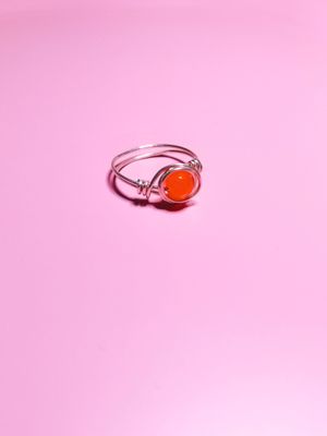 Ægte sølv ring med sten - håndlavede orange beauty