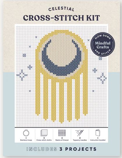 Mindful Crafts: Celestial Cross-Stitch Kit by Chronicle Books