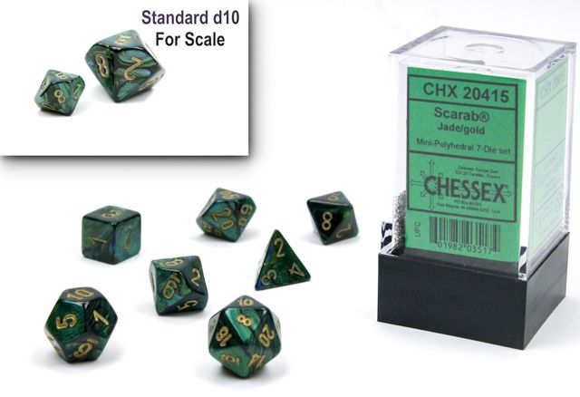 MINI SCARAB 7-DIE SET JADE/GOLD - CHESSEX