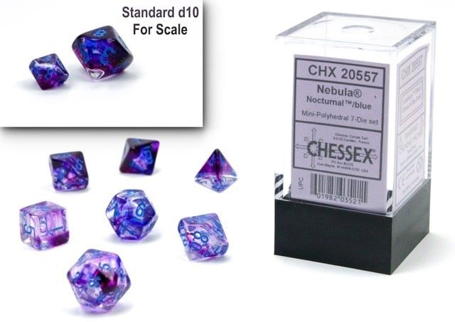 MINI NEBULA 7-DIE SET NOCT/BLUE LUMINARY - CHESSEX