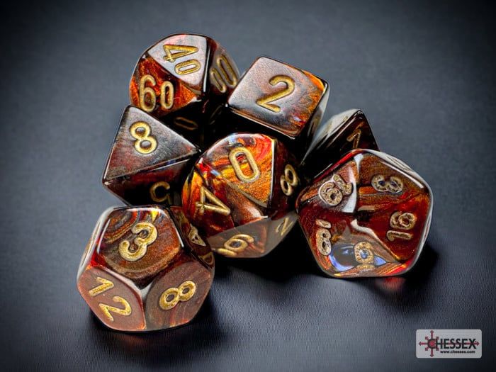 MINI SCARAB 7-DIE SET BLUE BLOOD/GOLD - CHESSEX