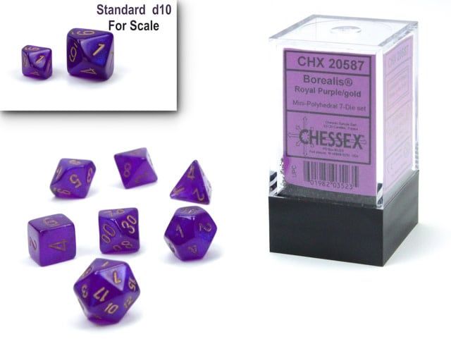 MINI BOREALIS 7-DIE SET PRPL/GOLD LUMINARY - CHESSEX