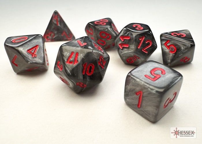 MINI VELVET 7-DIE SET BLACK/RED - CHESSEX