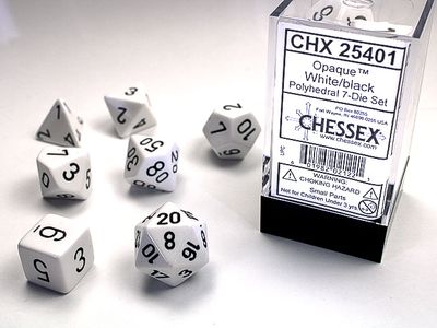 OPAQUE 7-DIE SET: WHITE/BLACK