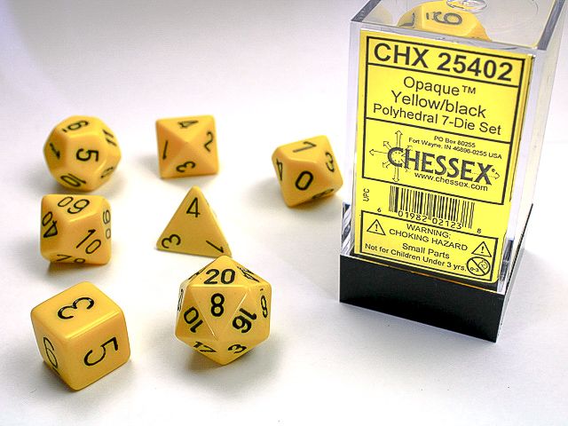 Opaque Yellow/Black Dice Set