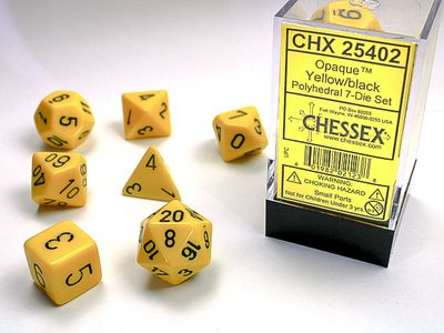 Opaque Yellow/Black Dice Set