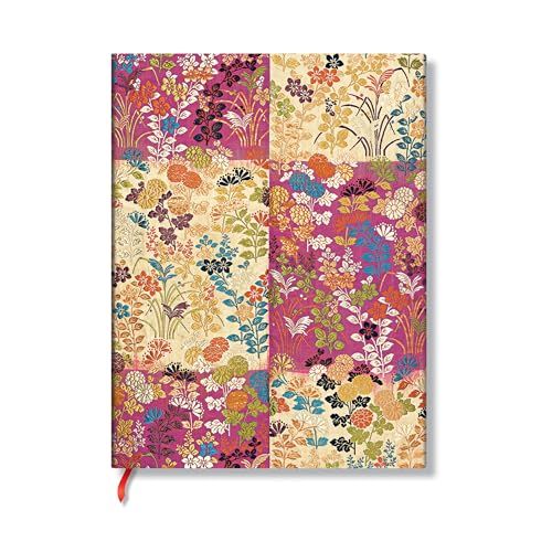 Paperblanks | Kara-ori Pink | Japanese Kimono | Softcover Flexi | Midi | Lined | Elastic Band | 176 Pg | 100 GSM