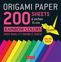 Origami Paper 200 sheets Rainbow Colors 6&quot; (15 cm) Tuttle Origami Paper: Double Sided Origami Sheets Printed with 12 Different Color Combinations (Instructions for 6 Projects Included) by Tuttle Studi