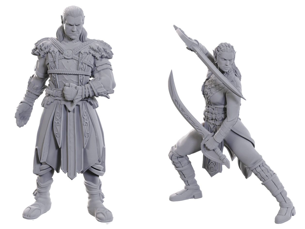 DND UNPAINTED MINIS, SPECIAL ED. BALDUR&#39;S GATE 3 - JAHEIRA &amp; HALSIN
