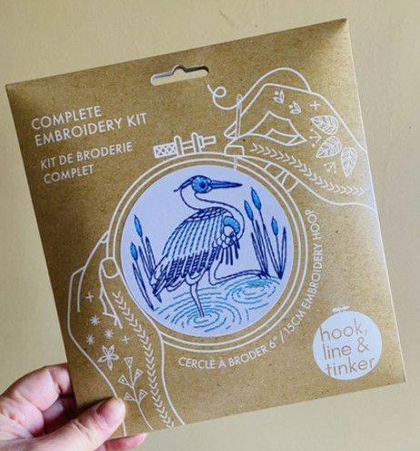 Hook, Line &amp; Tinker Embroidery Kits -, Color: Blue Heron