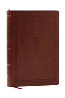 NKJV Giant Print End-of-Verse Reference Bible, Brown Leathersoft, Red Letter, Comfort Print by Thomas Nelson