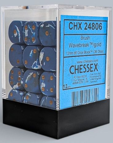 CHESSEX BRUSH 36D6 WAVEBREAK/GOLD 12MM