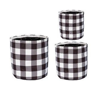 Buffalo Check Round Fabric Planters, Size: Small