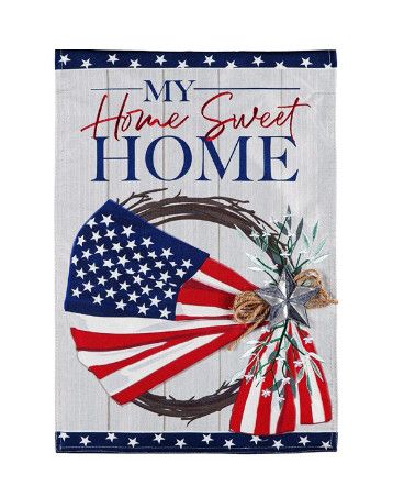 Spring / Summer Garden Flags, Options: American Flag Wreath
