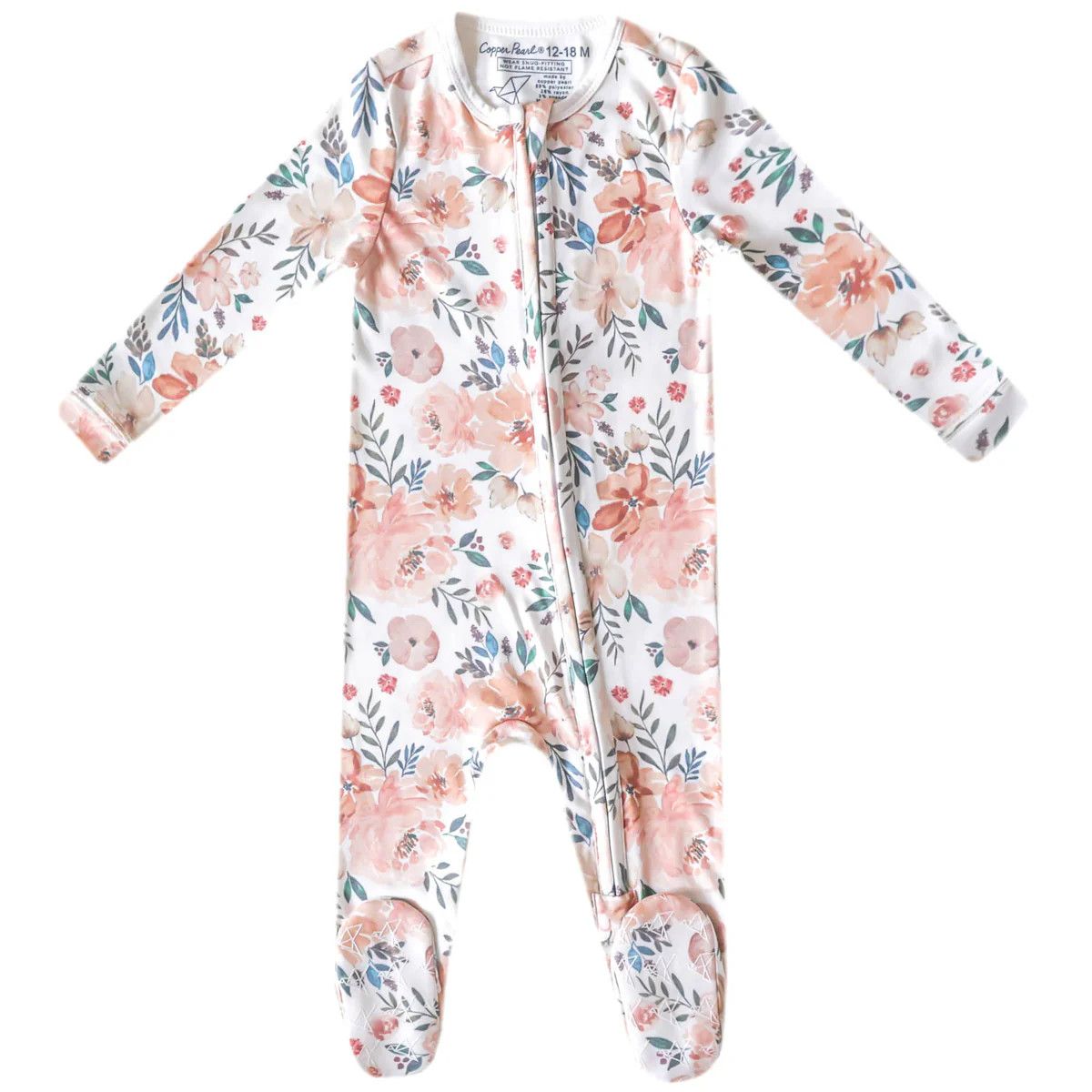 Copper Pearl Zip Up Footie Pajama Autumn, Size: 6-12 M