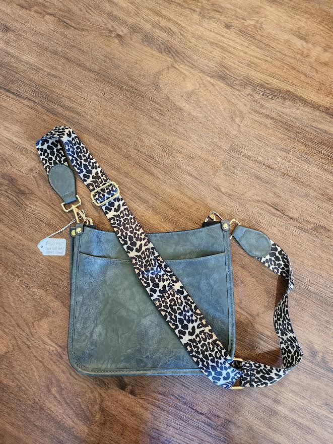 Leopard Strap Purse Charcoal Grey