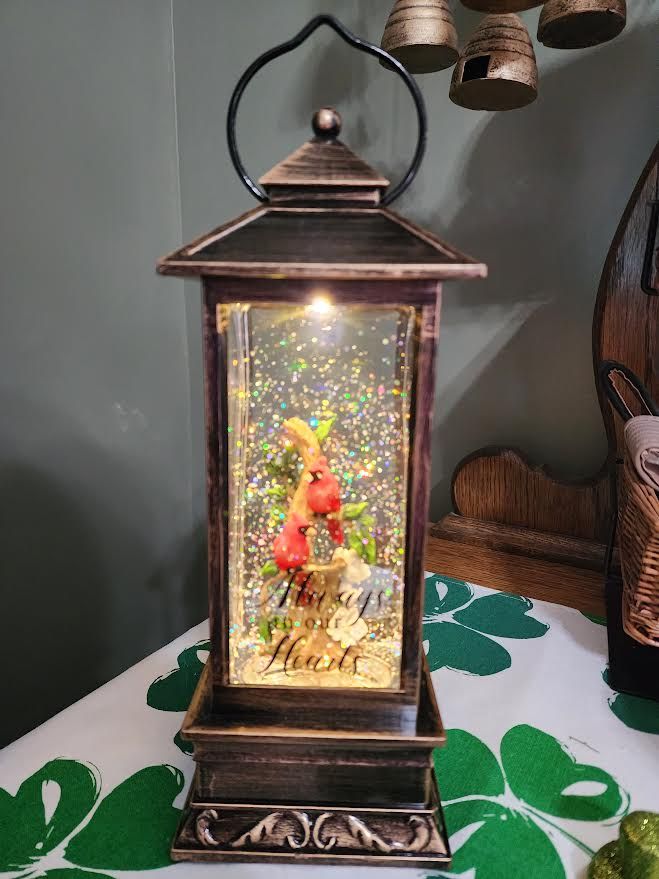 Water Globe Lantern Cardinals