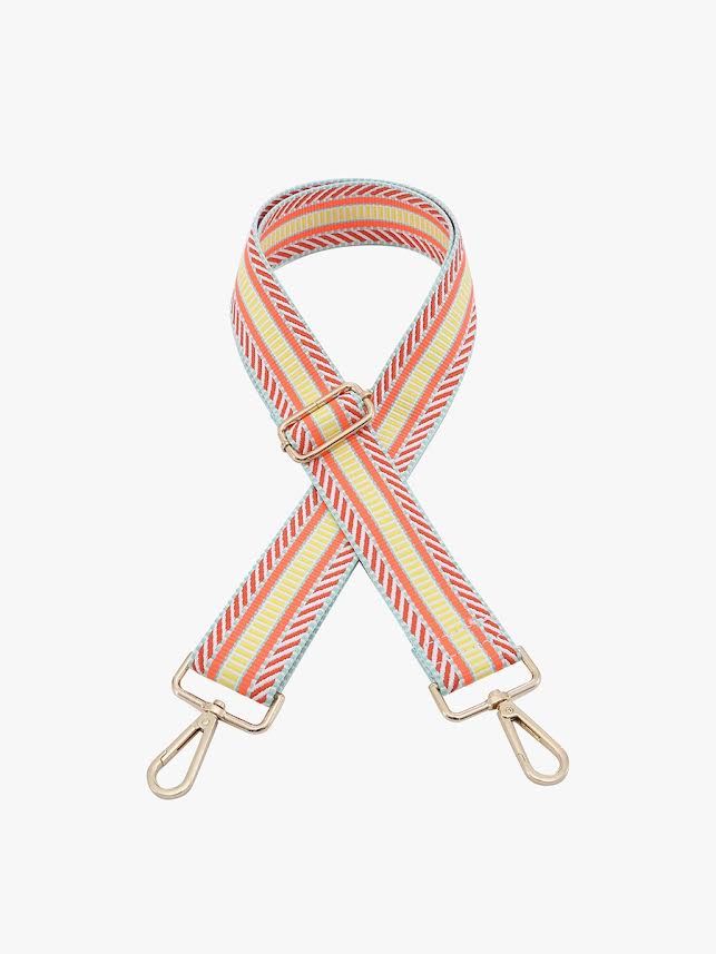 Jen &amp; Co Small Stripe Guitar Strap Pink/Yellow