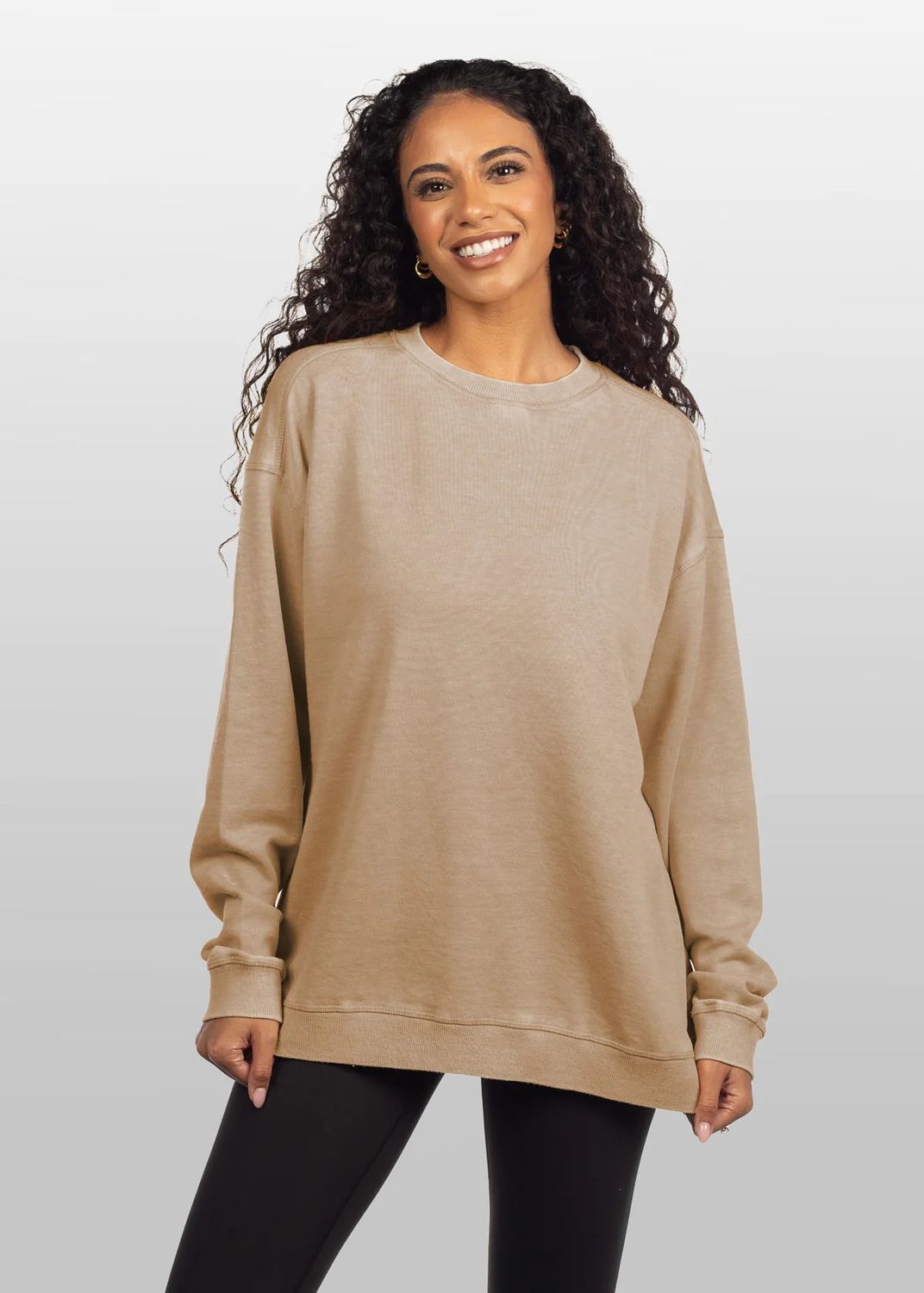 Chicka-d Campus Crew Sweatshirt Latte, Size: Small