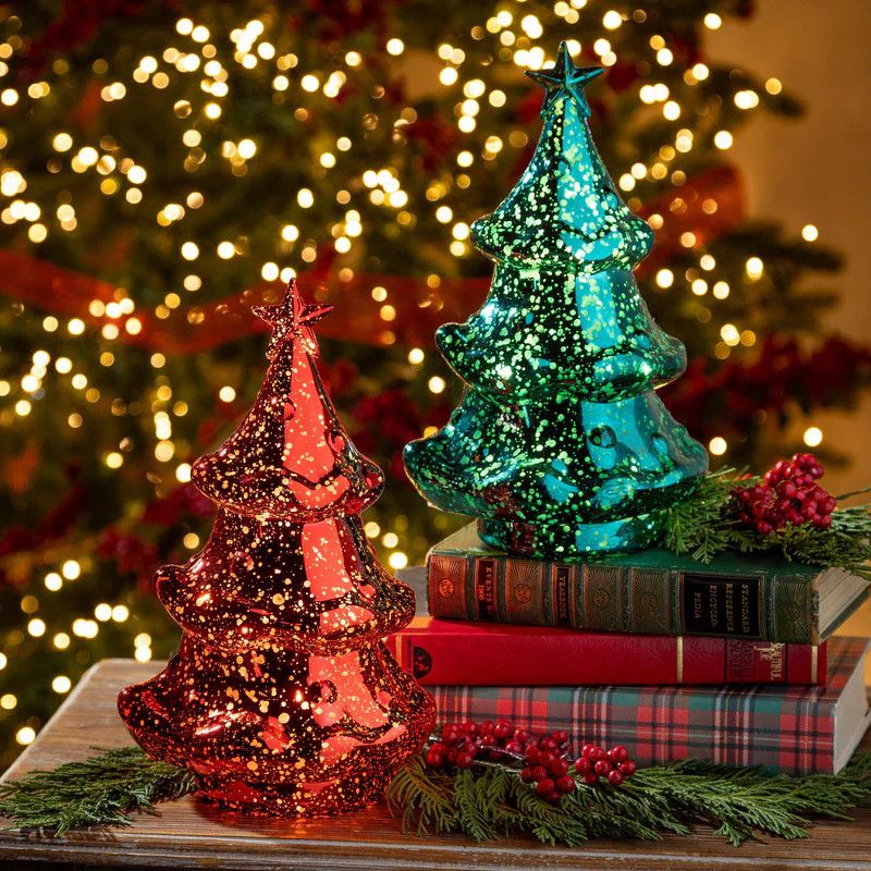 10" LED Christmas Tree Table Decor, Color: Red