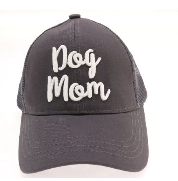 Dog Mom Embroidered Mesh Back High Ponytail CC Ball Cap