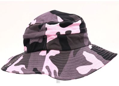 2 in 1 Camouflage Zipper Bucket Hat Pink Camo