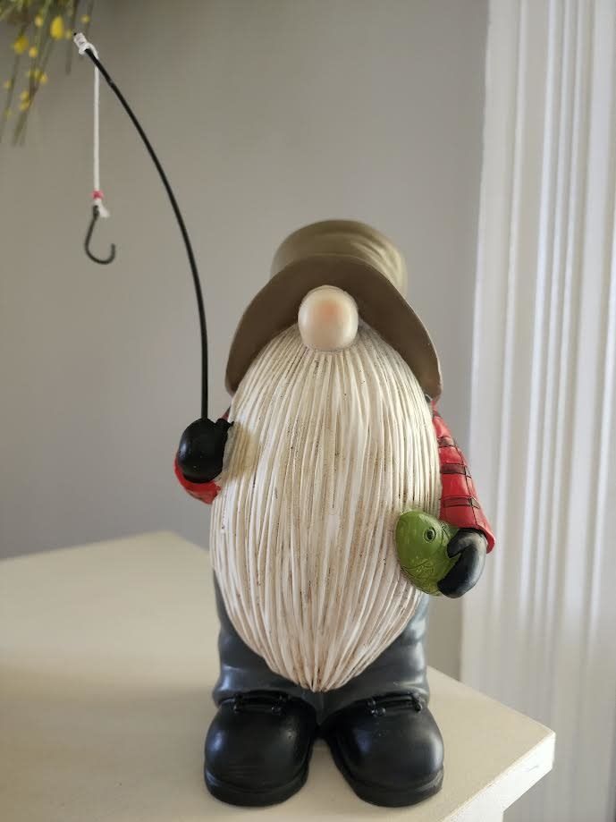 Fishing Gnome Garden Statuary 8 in.