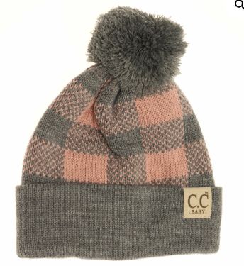 BABY Buffalo Plaid Pom Beanie