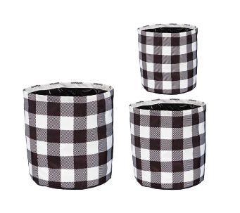 Buffalo Check Round Fabric Planters