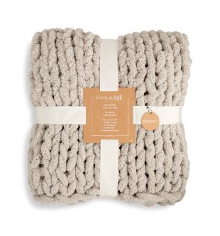 Chunky Knit Throw Blanket - Taupe