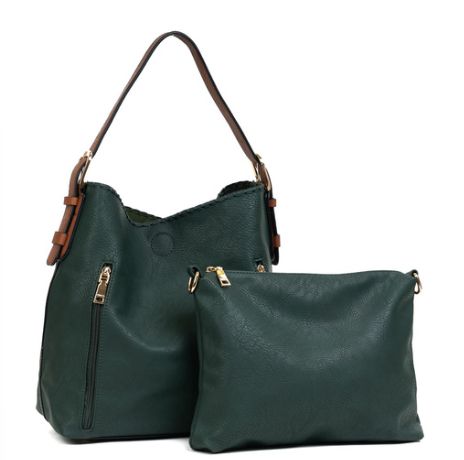 Alexa 2-in-1 Hobo Bag w/Dual Zip Accessory Compartment