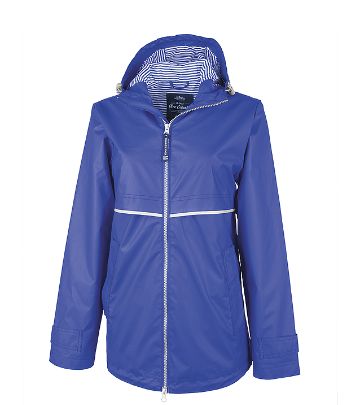 WOMEN&#39;S NEW ENGLANDER® RAIN JACKET Royal/Stripe