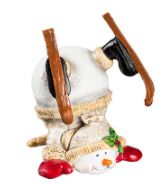 Resin Snowman on Hands Skis Table Décor