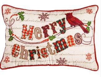 Merry Christmas Cardinal Lumbar Pillow