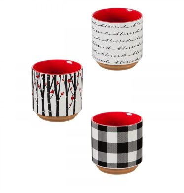 4&quot; Ceramic Cache Pot, Cardinal/Blessed/Buffalo Check