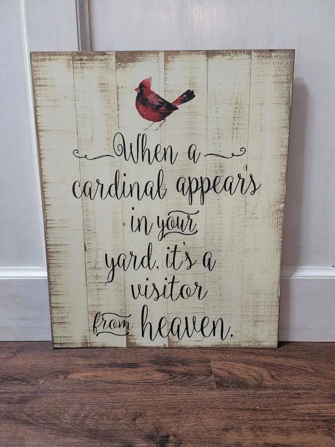 Cardinal Appears Wooden Sign