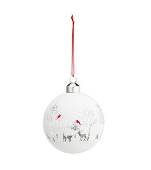 Etched Glass Deer Scene Ornament