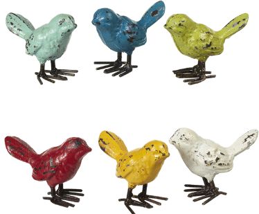 Mini Cast Iron Bird Figurine - 2 inch assorted colors