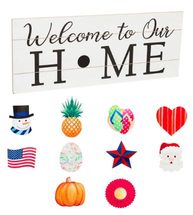 Interchangeable Wood Sign, &quot;Welcome To Our Home&quot;