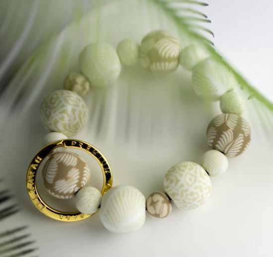 Jilzarah Wrist Keychain Ivory Palm