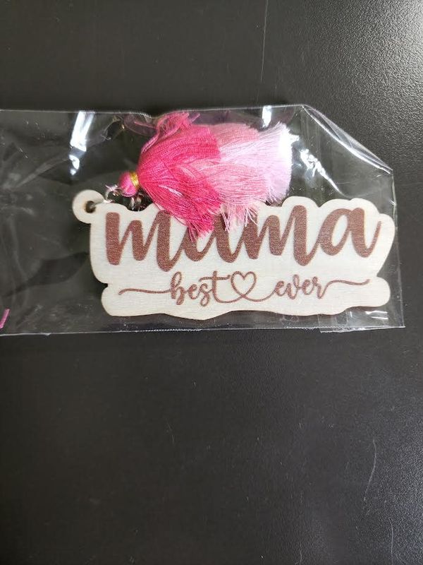 Wooden Mama Keychain with tassel