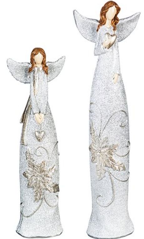 White Poinsettia Angel Statue