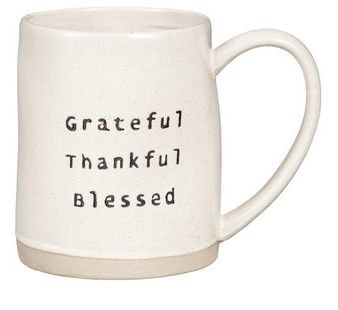 Cream &amp; Black &#39;Grateful Thankful Blessed&#39; Mug