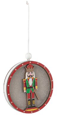 LED Wooden Nutcracker Ornament - Red