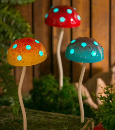 12.5&quot;H Glow In The Dark Mushroom Plant Pick