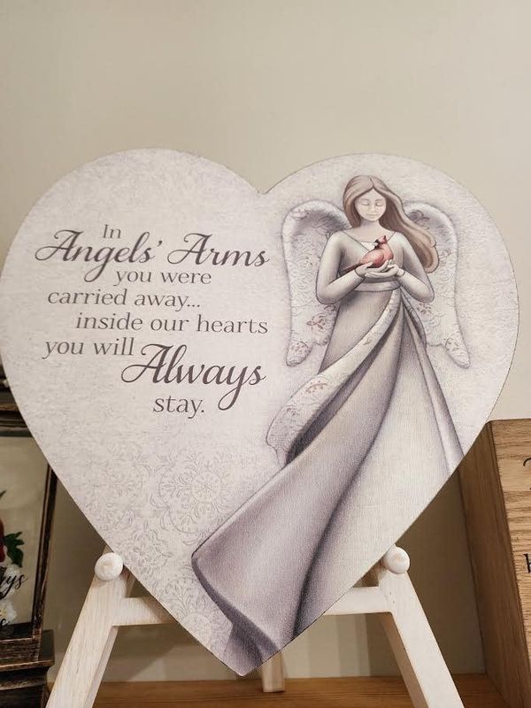 Angels Arm Heart with Easel