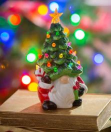 8" LED Ceramic Gnome Table Décor