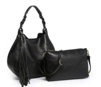 Eloise Round Hobo with Tassel -Black