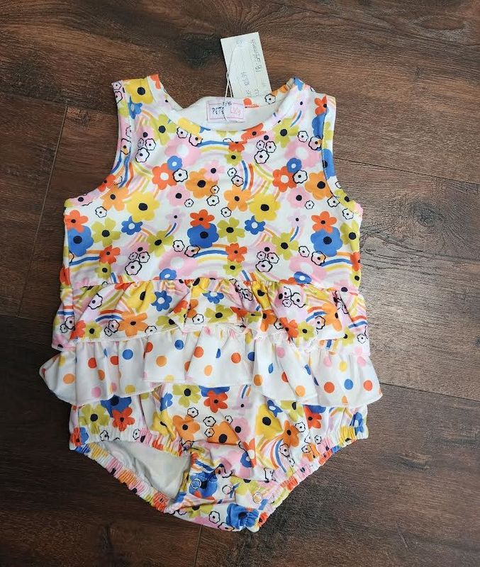 Pete &amp; Lucy Rainbow Flower Romper 12/18 month